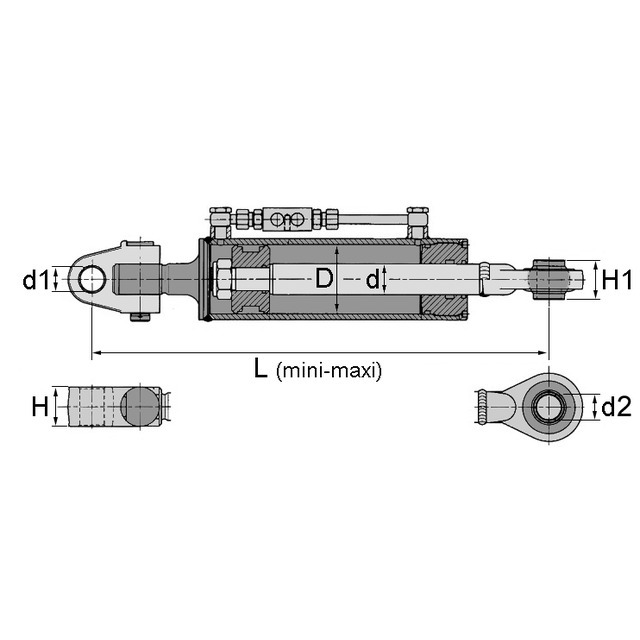 Barre de Poussee Hydraulique Chape-rotule LG 674-924 CAT2/3 référence fournisseur 201417